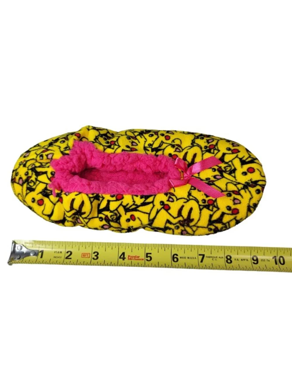 Nintendo Pokemon Pikachu Grippers Slippers Yellow Booties Faux Shearling READ